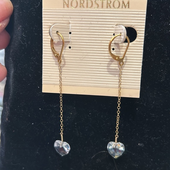 Private Label Jewelry - Crystal Hearts on a Chain Earrings-Boutique
